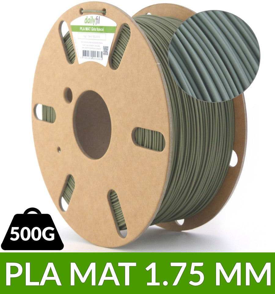 Filament PLA effet mat gris foncé olive dailyfil - 1.75 mm 500g